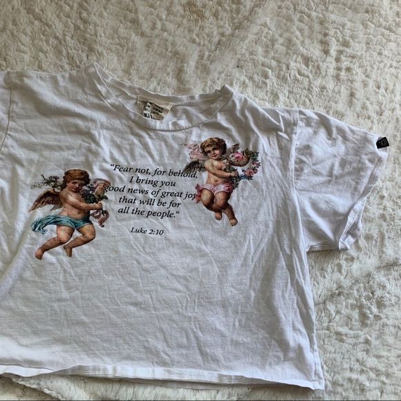 french pastry Tops Luke 2 Cherub Angel Bible Verse Crop Top Y2k